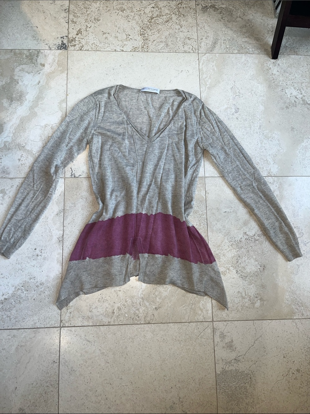 🩷 FTC 🩷 Heather Gray V-Neck Cashmere & Silk Sweater Sz Medium